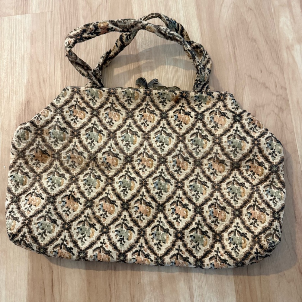 1940s Betsy Ross Vintage Floral Jacquard Purse